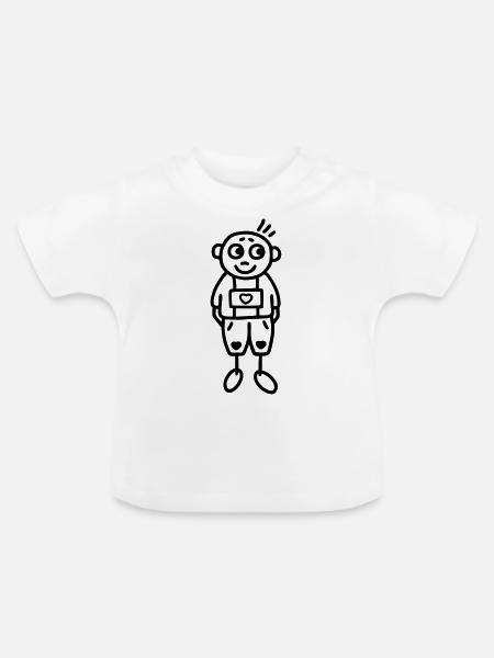 Bayer in Lederhose - - Baby Bio-T-Shirt mit Rundhals - Weiß