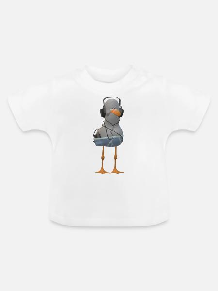 Faule Möwe - Baby Bio-T-Shirt mit Rundhals - Weiß