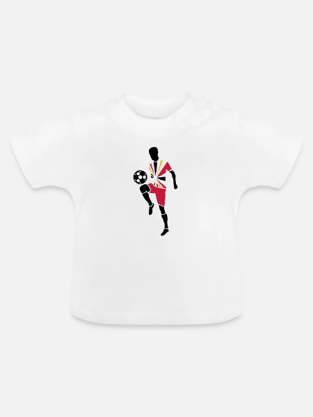 Fußballspieler mit Fußball - Baby Bio-T-Shirt mit Rundhals - Weiß