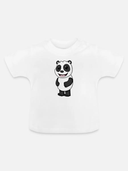 Panda Bär Niedlich - Baby Bio-T-Shirt mit Rundhals - Weiß