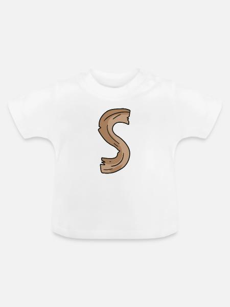 Buchstabe S Holz Holzbuchstabe Name - Baby Bio-T-Shirt mit Rundhals - Weiß
