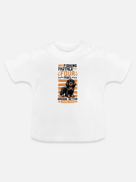 Angeln und Gordon Setter - Baby Bio-T-Shirt mit Rundhals - Weiß