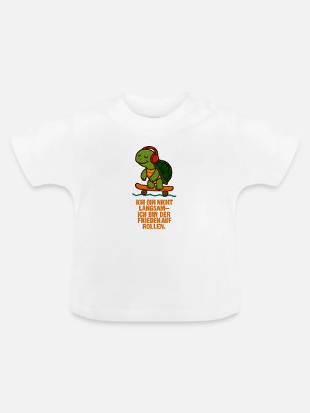 Ich_bin_nicht_Langsam_Ich_bin_der_Flow_auf_Roll - Baby Bio-T-Shirt mit Rundhals - Weiß