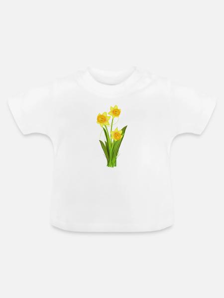 Leuchtende Osterglocken – Frühlingsblumen - Baby Bio-T-Shirt mit Rundhals - Weiß