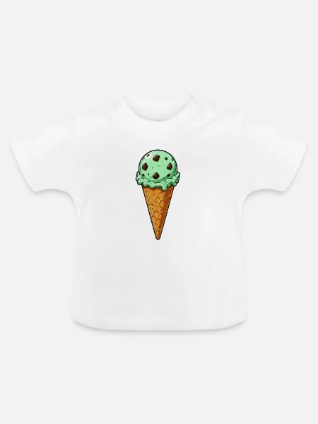 Minz Schoko Eis Kugel - Baby Bio-T-Shirt mit Rundhals - Weiß