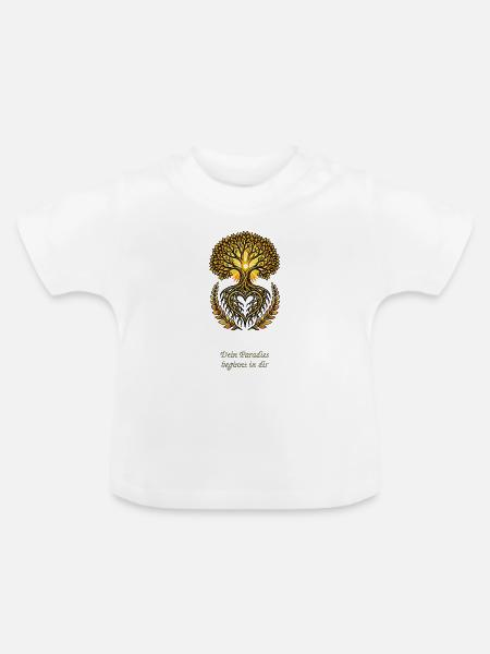 Dein Paradies beginnt in dir - Baby Bio-T-Shirt mit Rundhals - Weiß