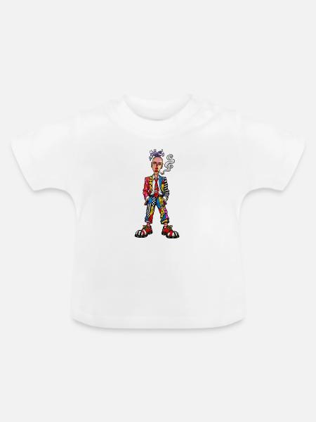 Patchwork Punk Clownportrait - Baby Bio-T-Shirt mit Rundhals - Weiß