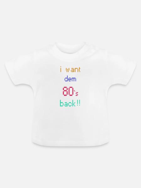 Retro 80er Rückkehr Pixelkunst - Baby Bio-T-Shirt mit Rundhals - Weiß