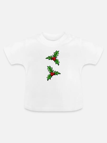 Weihnachts-Stechpalmen-Cartoon: Festliches Weihnachtsdeko-Geschenk! - Baby Bio-T-Shirt mit Rundhals - Weiß