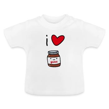 I love you: chocolate spread - Baby Organic T-Shirt with Round Neck - white - Front