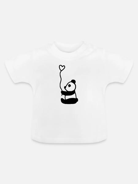 süßer Panda voller Liebe - Baby Bio-T-Shirt mit Rundhals - Weiß