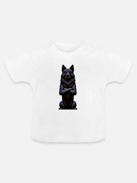 Schwarzer Schäferhund Schäferhundbesitzer - Baby Bio-T-Shirt mit Rundhals - Weiß