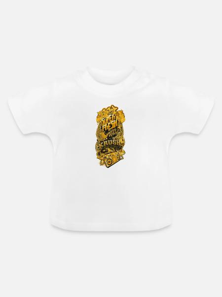 Goldene Graffiti HipHop BoomBox - Baby Bio-T-Shirt mit Rundhals - Weiß