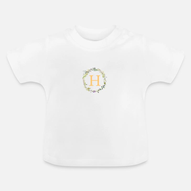 H Monogramme Couronne d’Eucalyptus - T-shirt bio col rond Bébé - blanc