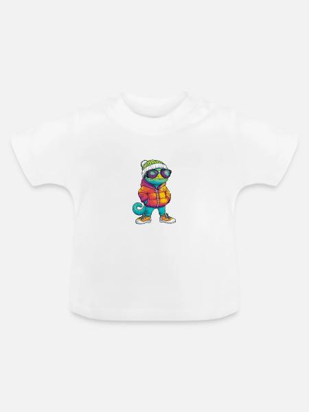 Chameleon Winter - Baby Bio-T-Shirt mit Rundhals - Weiß