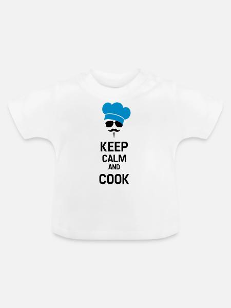 Cook with Moustache - Baby Bio-T-Shirt mit Rundhals - Weiß