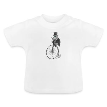 Drôle de cycliste - T-shirt bio col rond Bébé - blanc - Devant