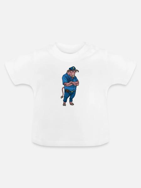 Stier Polizist Polizei - Baby Bio-T-Shirt mit Rundhals - Weiß