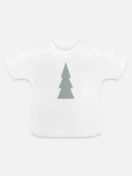 Weihnachtsbaum Pixeldesign tanne - Baby Bio-T-Shirt mit Rundhals - Weiß