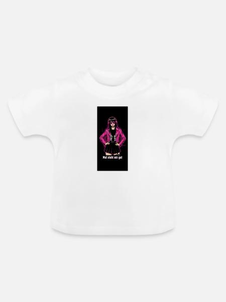 Pink Anime Rocker Girl - Baby Bio-T-Shirt mit Rundhals - Weiß