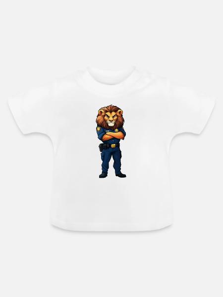 Löwen Polizei - Baby Bio-T-Shirt mit Rundhals - Weiß