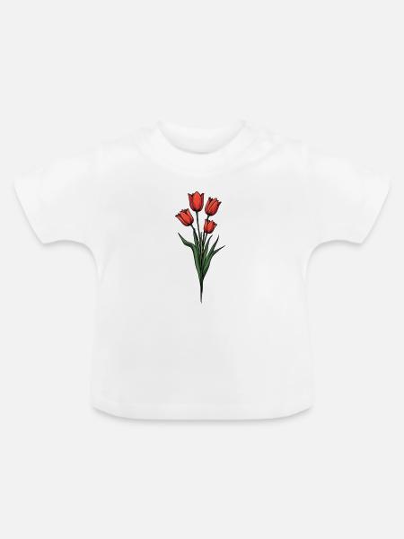 Tulpen - Baby Bio-T-Shirt mit Rundhals - Weiß