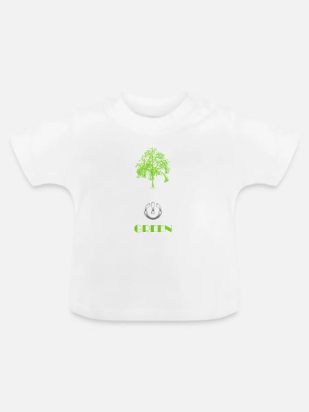 Green Power Tree Logo - Baby Bio-T-Shirt mit Rundhals - Weiß