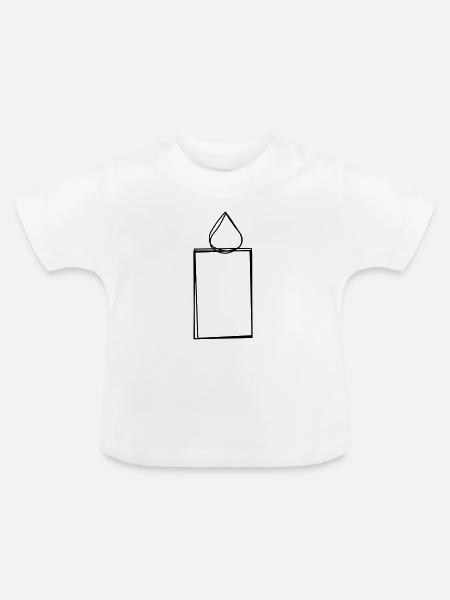 Kerze handgezeichnet - Baby Bio-T-Shirt mit Rundhals - Weiß
