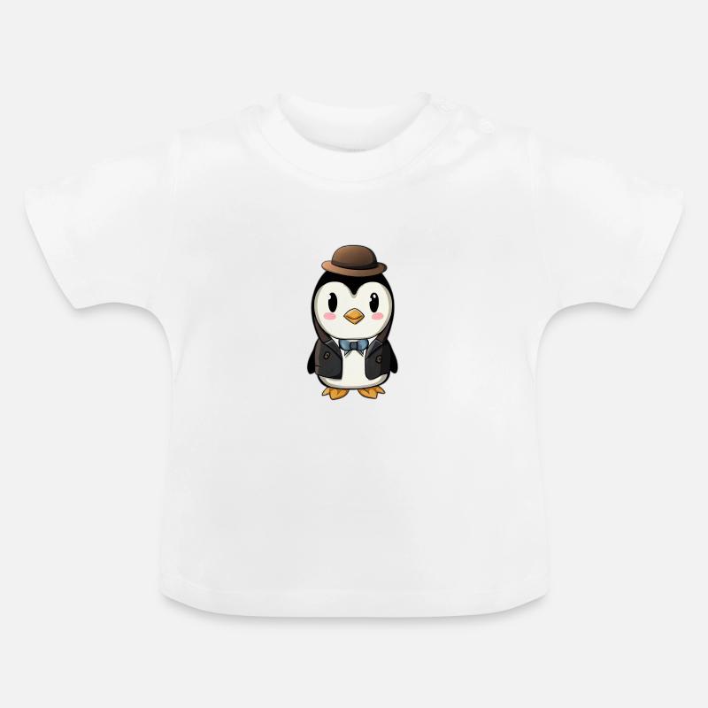 Gentleman Penguin - T-shirt bio col rond Bébé - blanc