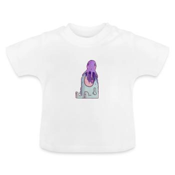 Les petites aventures - Calmar - T-shirt bio col rond Bébé - blanc - Devant