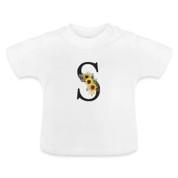 S Monogramme Tournesols - T-shirt bio col rond Bébé - blanc - Devant