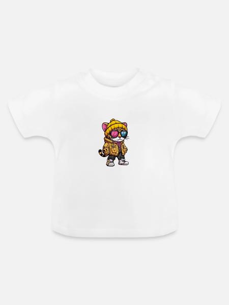 Leopard Winter - Baby Bio-T-Shirt mit Rundhals - Weiß