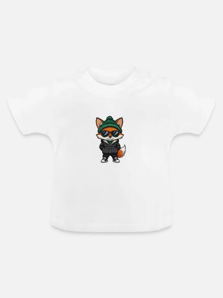 Fuchs Winter Comic - Baby Bio-T-Shirt mit Rundhals - Weiß