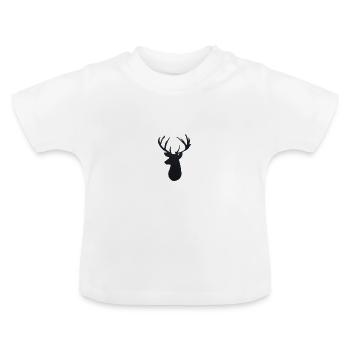Hirschkopf Silhouette - Baby Bio-T-Shirt mit Rundhals - Weiß - Vorne