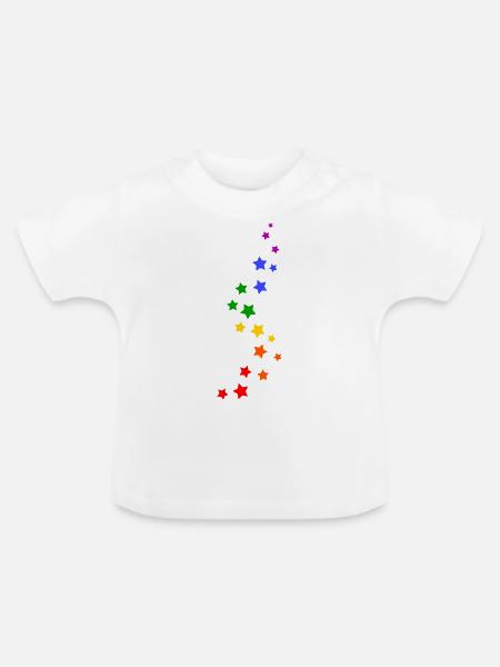 Regenbogen Sterne Pride - Baby Bio-T-Shirt mit Rundhals - Weiß