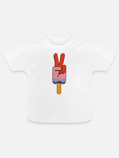 Eis am Stiel Friedenszeichen Peace - Baby Bio-T-Shirt mit Rundhals - Weiß