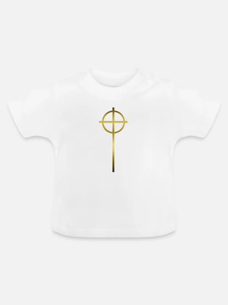 Celtic Cross Gold - Baby Bio-T-Shirt mit Rundhals - Weiß