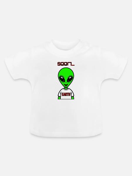 Grünes Alien  - Baby Bio-T-Shirt mit Rundhals - Weiß