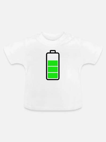 schwache Batterie - Baby Bio-T-Shirt mit Rundhals - Weiß
