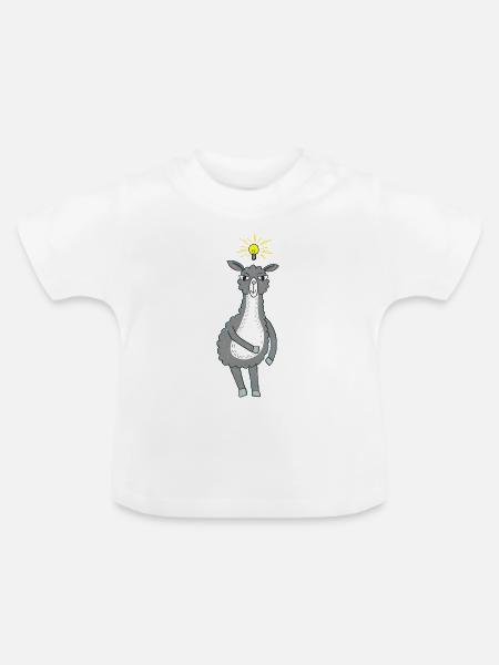 Lama hat eine Idee - Baby Bio-T-Shirt mit Rundhals - Weiß