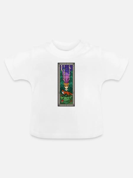 Waldnacht Fuchs Glasfenster - Baby Bio-T-Shirt mit Rundhals - Weiß