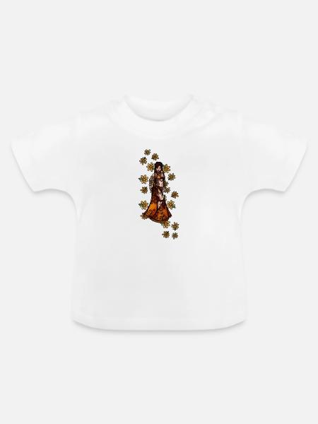 Boho-Henna-Flora-Göttin - Baby Bio-T-Shirt mit Rundhals - Weiß