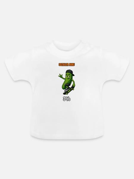 Gurken Rider Skateboard Grafik - Baby Bio-T-Shirt mit Rundhals - Weiß
