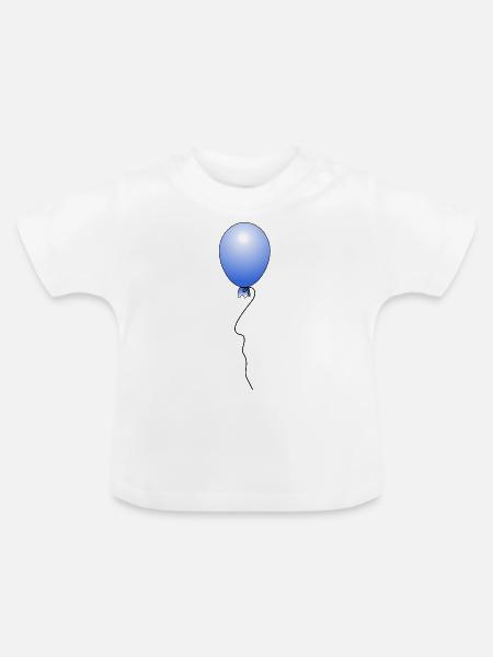 Ballon - Blau - Baby Bio-T-Shirt mit Rundhals - Weiß