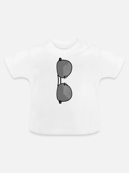 Coolness durch Sonnenbrillen - Baby Bio-T-Shirt mit Rundhals - Weiß