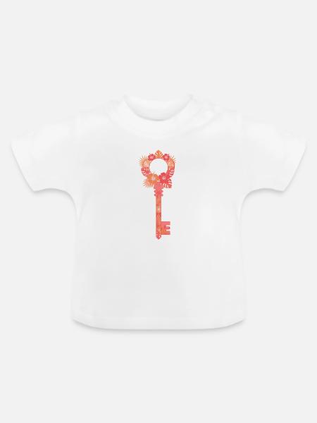 Tropischer Blumenschlüssel - Baby Bio-T-Shirt mit Rundhals - Weiß