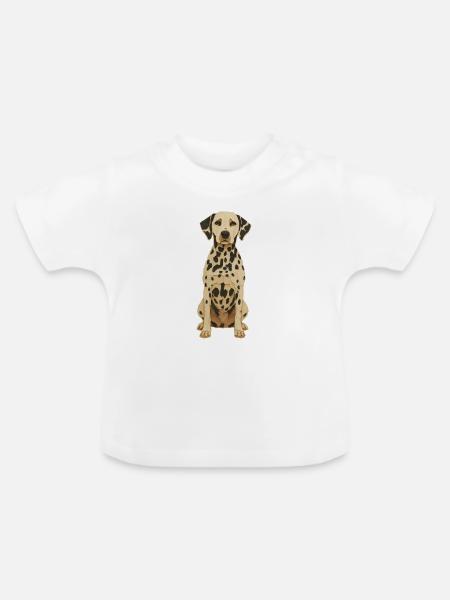 Dalmatiner Patch Art Tee - Baby Bio-T-Shirt mit Rundhals - Weiß