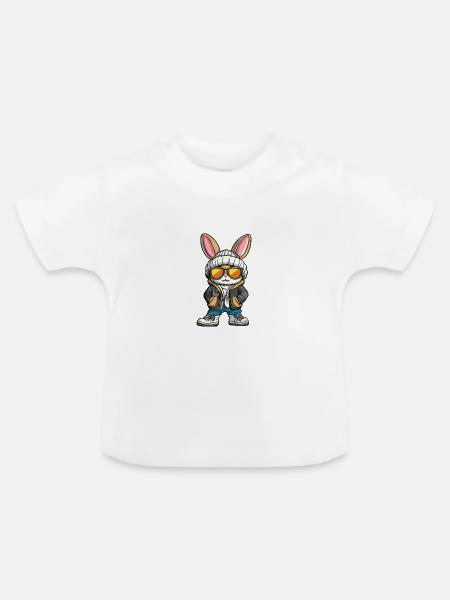 Hase Winter Comic - Baby Bio-T-Shirt mit Rundhals - Weiß