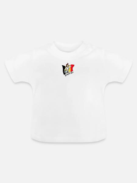 Belgien Mädchen Flaggen Design - Baby Bio-T-Shirt mit Rundhals - Weiß