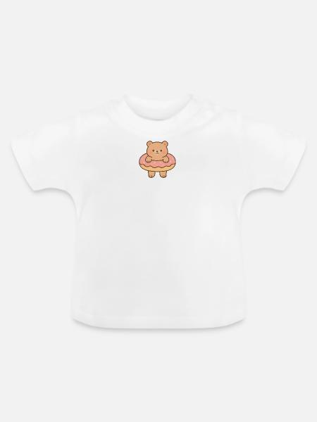 Kleiner schwimmender Bär - Baby Bio-T-Shirt mit Rundhals - Weiß